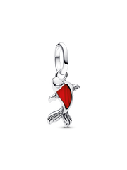 Red Murano Glass Koi Fish Mini Dangle Charm - Sterling silver