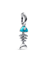 Turquoise-colored Fishbone Dangle Charm - Sterling silver