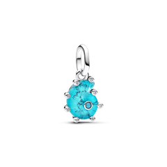 Blue Murano Glass Sea Snail Dangle Charm - Sterling silver