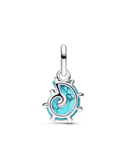 Blue Murano Glass Sea Snail Dangle Charm - Sterling silver