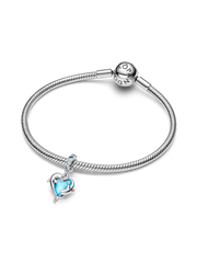 Blue Murano Glass Dolphins Dangle Charm - Sterling silver