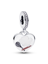 Engravable Baking Tools Heart Dangle Charm - Sterling silver