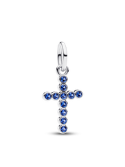 Blue Round Bezel Cross Necklace set