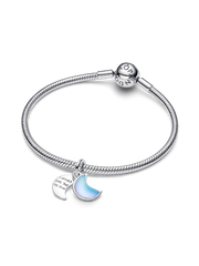Crescent Moon Double Dangle Charm - Sterling silver