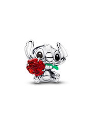 Disney Stitch Rose Murano Glass Charm - Sterling silver
