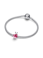 Pink Snail Charm - Sterling silver