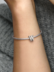 Letter W Alphabet Charm - Sterling silver