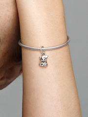 Labrador Puppy Dog Dangle Charm - Sterling silver
