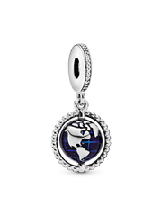 Spinning Globe Dangle Charm - Sterling silver