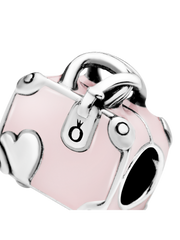 Pink Travel Bag Charm - Sterling silver