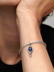 FINAL SALE - Blue Hot Air Balloon Travel Charm - Sterling silver