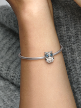 Sparkling Owl Charm - Sterling silver