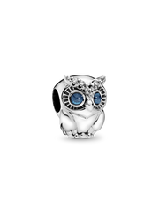 Sparkling Owl Charm - Sterling silver