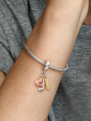 FINAL SALE - Canada, Maple Leaf & Hockey Stick Dangle Charm - Sterling silver, 14k gold plating, 14k rose gold plating