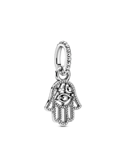 Protective Hamsa Hand Dangle Charm - Sterling silver