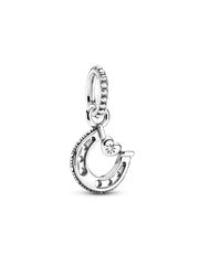 Good Luck Horseshoe Dangle Charm - Sterling silver