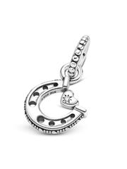 Good Luck Horseshoe Dangle Charm - Sterling silver