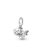 Glow-in-the-dark Firefly Dangle Charm - Sterling silver