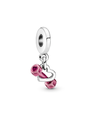 Dumbbell & Heart Dangle Charm - Sterling silver