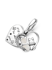 Cats & Hearts Dangle Charm - Sterling silver