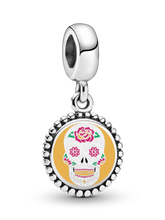 Sugar Skull Dangle Charm - Sterling silver