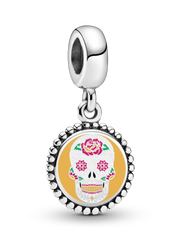 Sugar Skull Dangle Charm - Sterling silver