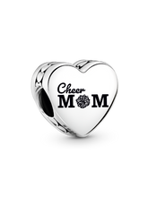 Cheer Mom Heart Charm - Sterling silver