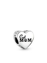 Cat Mom Heart Charm - Sterling silver