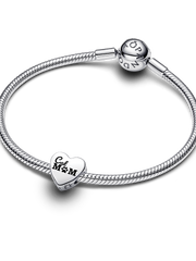 Cat Mom Heart Charm - Sterling silver