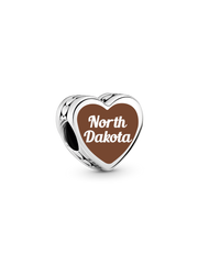 North Dakota Heart Charm - Sterling silver