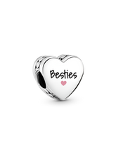 Besties Heart Charm - Sterling silver