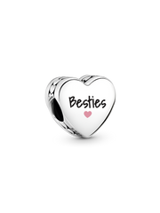 Besties Heart Charm - Sterling silver