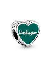 Washington State Scene Heart Charm - Sterling silver