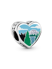 Washington State Scene Heart Charm - Sterling silver