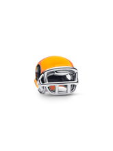Orange Football Helmet Charm - Sterling silver
