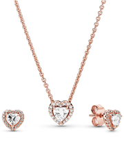 Elevated Heart Necklace & Earrings Set