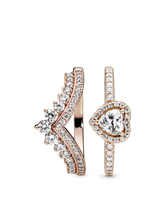 Heart of Rose Princess Wishbone Stacking Ring Set