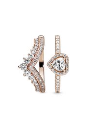 Heart of Rose Princess Wishbone Stacking Ring Set