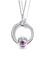 October Birthstone Eternity Circle O Pendant Set