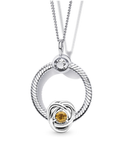November Birthstone Eternity Circle O Pendant Set