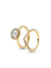 Halo of Gold Sparkling Wishbone Ring Set