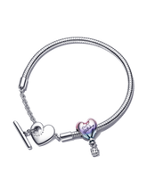 Happy Birthday Balloon T-Bar Heart Bracelet Set