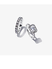 Sparkling Halo Ring Set