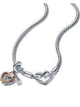 Pandora Moments Studded Chain Necklace and Heart Dangle Set