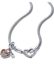 Pandora Moments Studded Chain Necklace and Heart Dangle Set