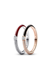Pandora ME Pavé Red and Black Ring Set