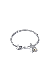 Two-tone Happy Anniversary Charm & Bracelet Set