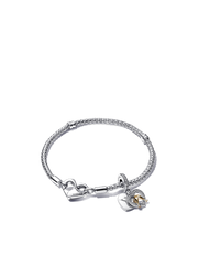 Two-tone Happy Anniversary Charm & Bracelet Set