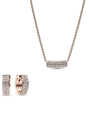 Pavé Rose Double-row Necklace and Earring Set