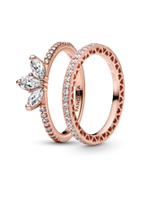 Rose Gold Tear-shaped Tiara Ring Set